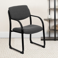 Flash Furniture Gray Fabric Executive Side Chair with Sled Base BT-508-GY-GG